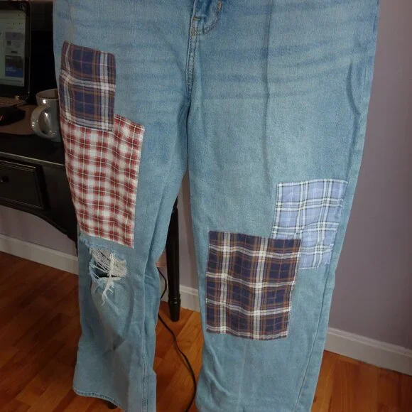 Hollister Jeans 28x31 Ultra High-Rise Dad Blue Vintage Stretch Patchwork - Picture 5 of 5